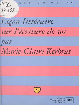 cover image of Leçon littéraire sur l'écriture de soi